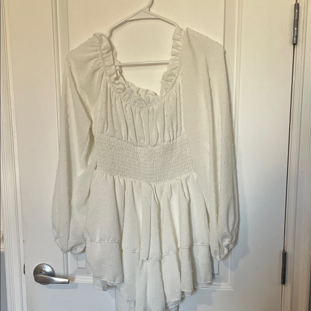 SHEIN White Ruffled Blouse